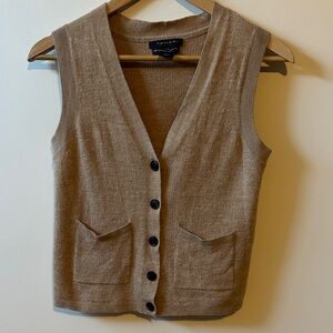 Tahari Beige Merino Wool Vest